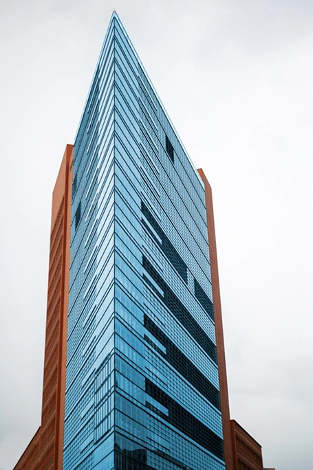Modern glass skyscraper sharp angle