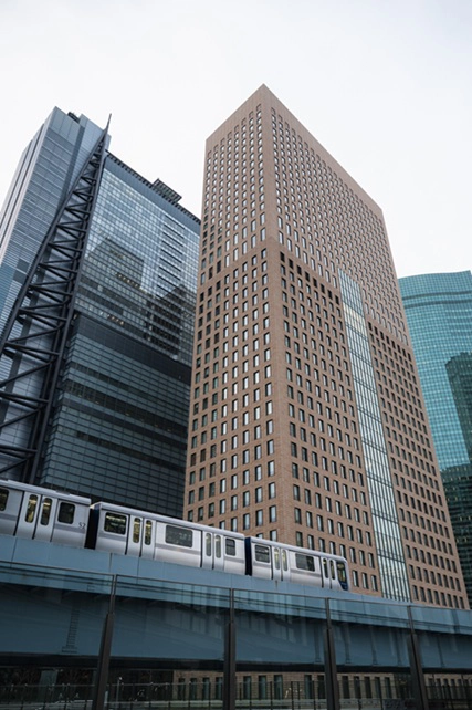 High-rise buildings with metro train